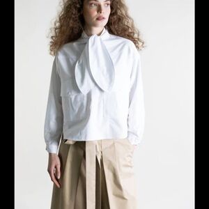 PSOPHIA Cargo Chic Tie-Neck Shirt woman’s medium 
White